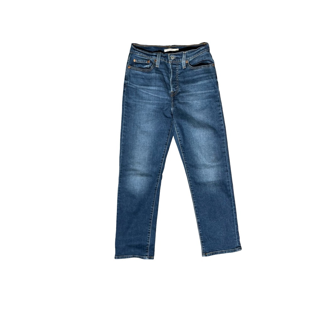 Levis Wedgie Straight Jeans Dark Wash High Rise Button Fly Denim Size 28